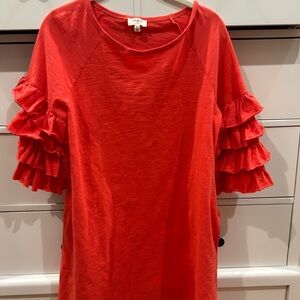 Red Ruffle Sleeve Dress